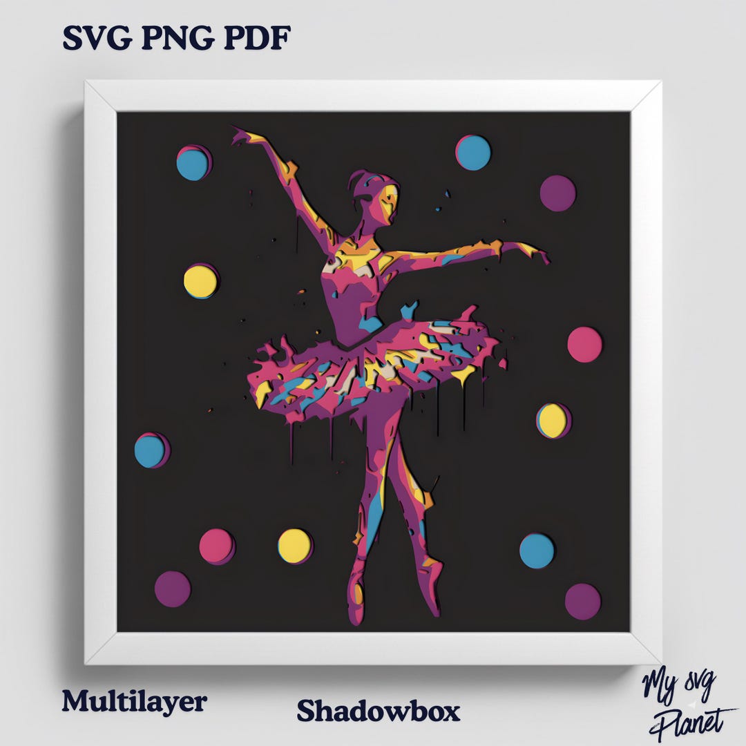 Vector Ballet Box Ballerina 3D Shadow Box SVG, Layered Ballet Dancer Paper Cut, Dance Art ...