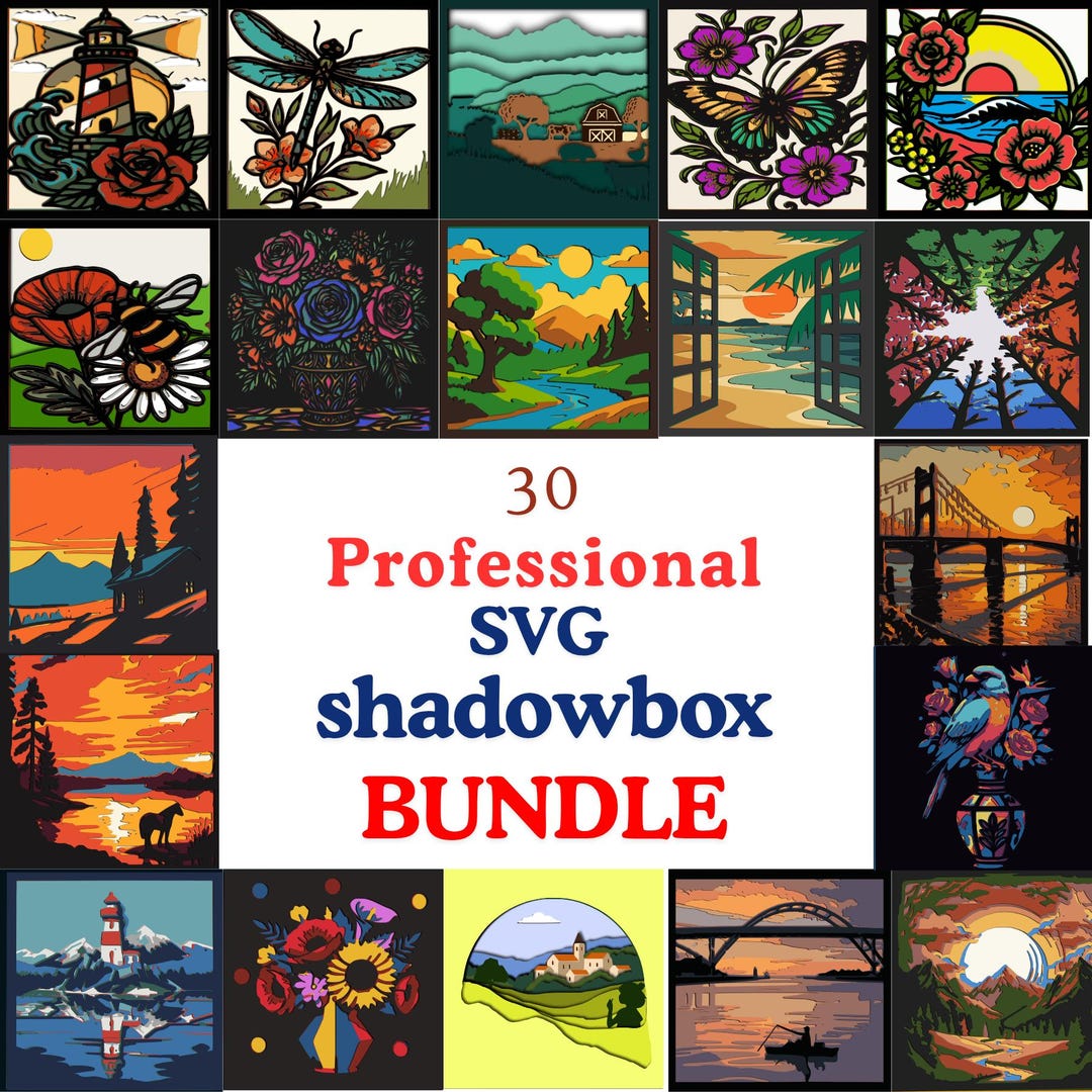 Nature Shadow Box SVG Bundle, 30 Landscape 3D Layered Paper Cut Files ...