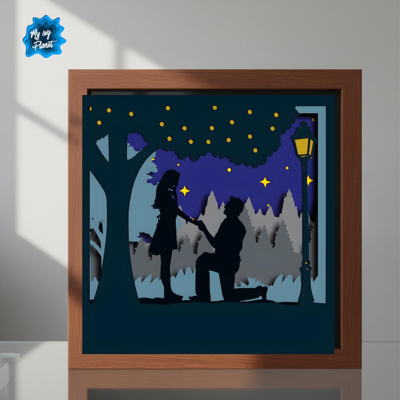 Romantic Proposal Shadow Box SVG, Couple Love 3D Papercut, Engagement ...