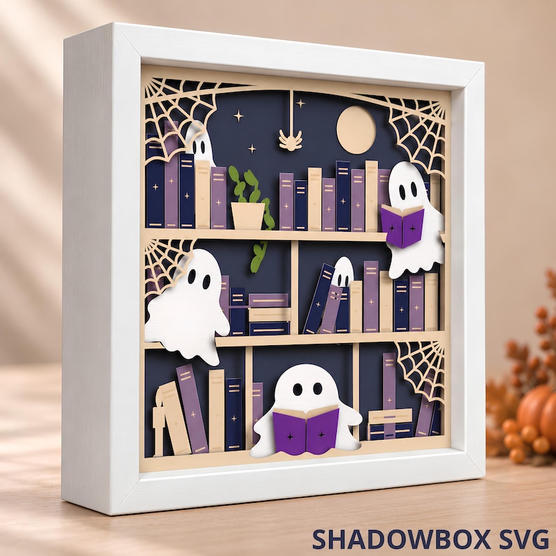 Halloween bookshelf shadow box design from MySVGPlanet