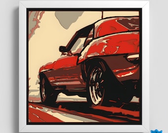 Caja de sombras SVG de muscle car clásico, corte de papel 3D en capas para autos, diseño de caja de luz de auto vintage para Cricut Silhouette