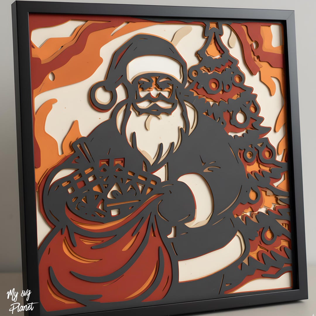 Santa Shadow Box SVG, 3D Christmas Layered Paper Cut File (digital ...