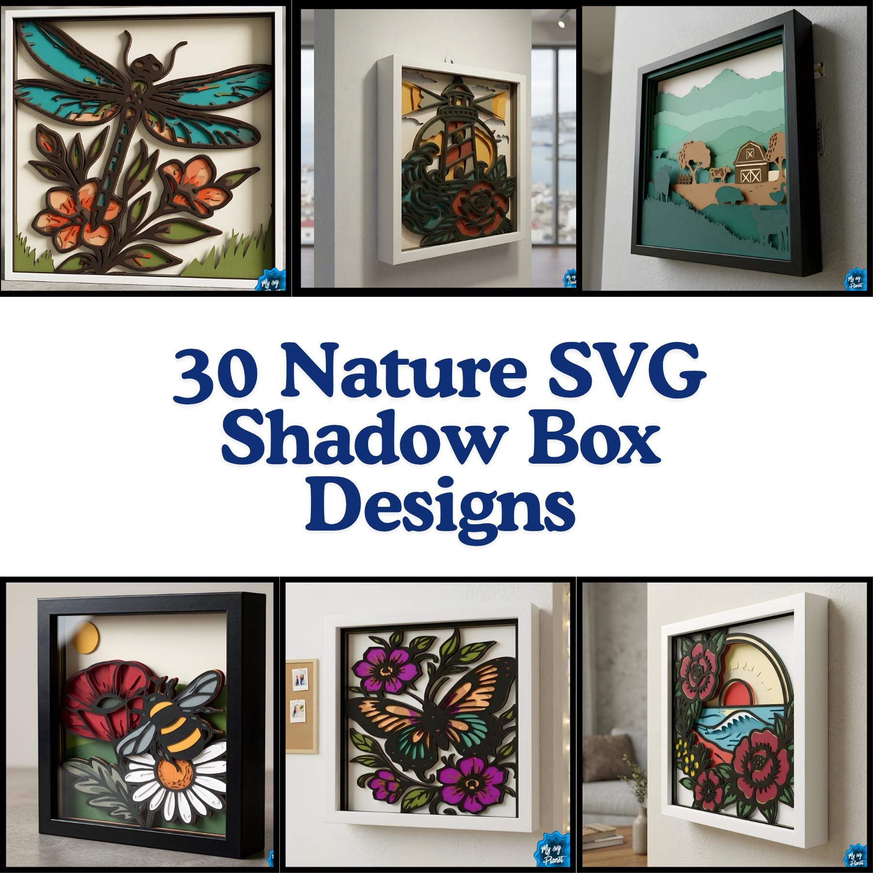 Nature Shadow Box SVG Bundle, 30 Landscape 3D Layered Paper Cut Files ...