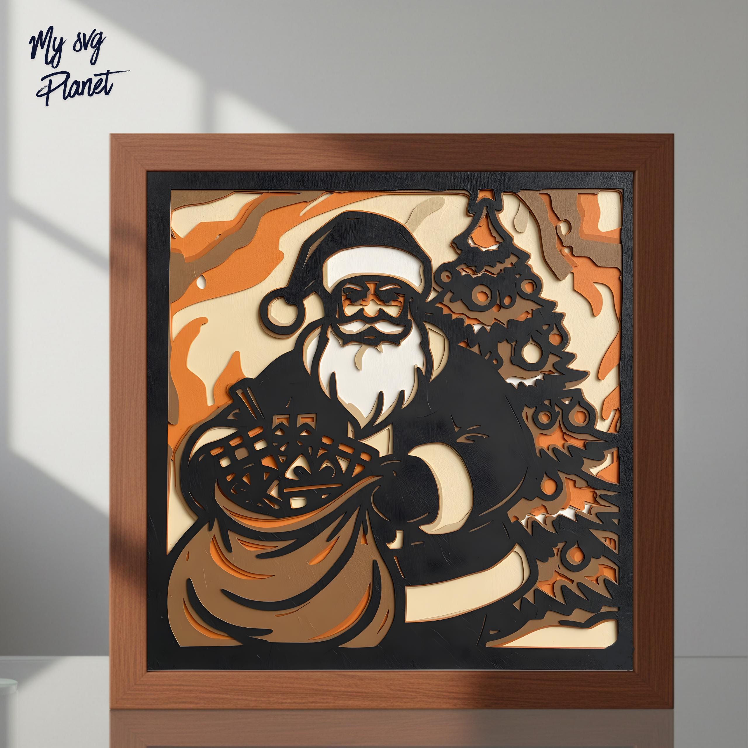 Santa Shadow Box SVG, 3D Christmas Layered Paper Cut File (digital ...