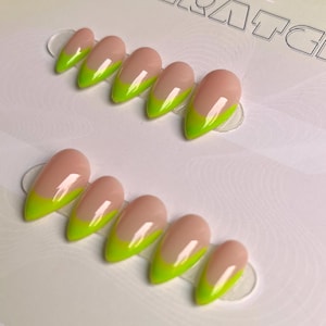 Press On Nails - Slimed French - Handmade - Reusable