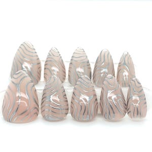 Press On Nails - Chrome Swirl - Handmade - Reusable - chrome nails -