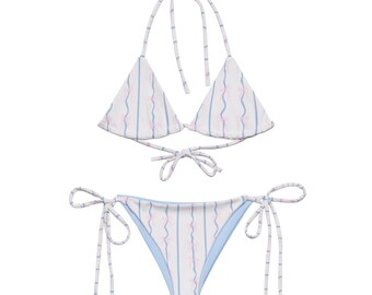 Striped Bow Bikini Set: Summer Swimwear, Two-Piece Swimsuit