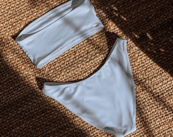 Baby Blue Bandeau Bikini Two-Piece Swimsuit – Recycled Polyester Blend