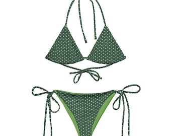 Green and white summer Polkadot bikini