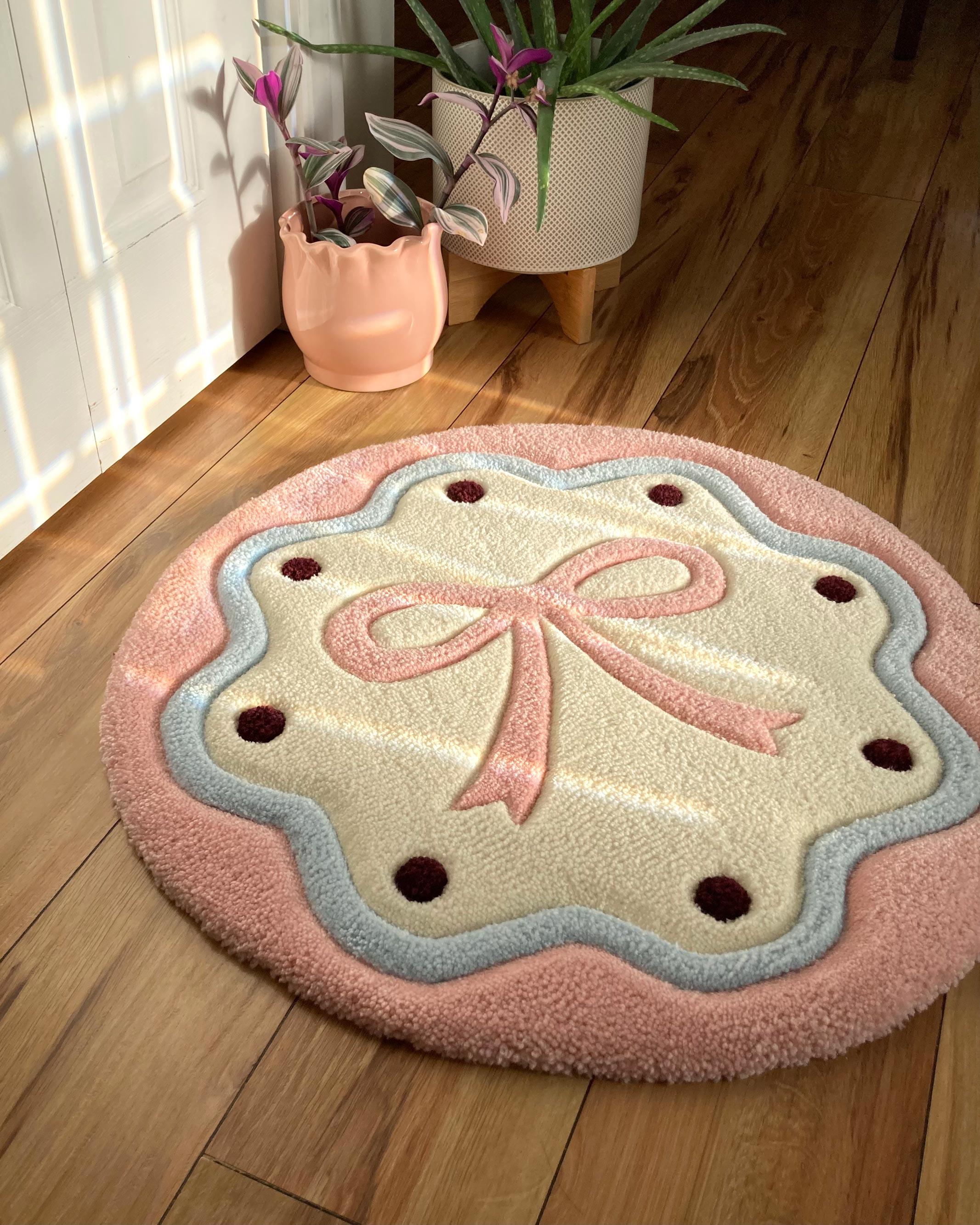 Coquette Rug Pink Bow Round Area Rug, Coquette Decoration, Girl Dorm Room Carpet ...