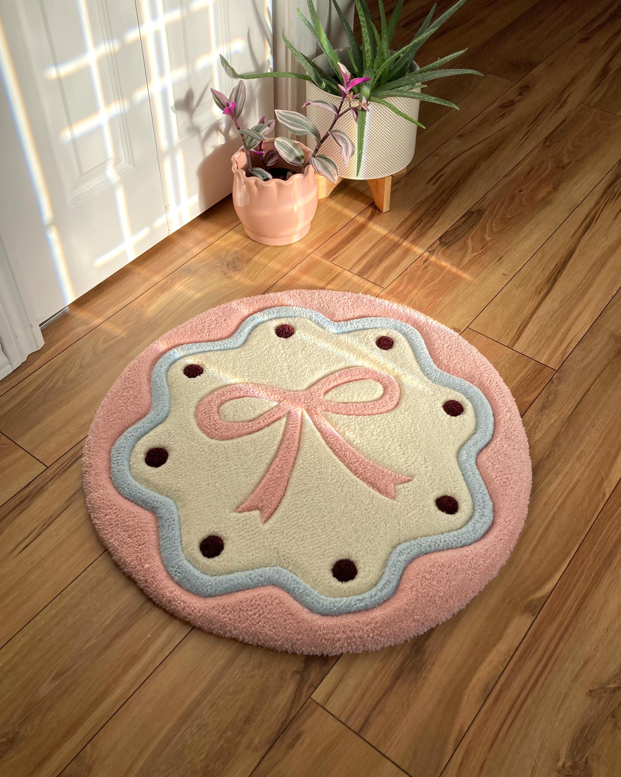 Coquette Rug Pink Bow Round Area Rug, Coquette Decoration, Girl Dorm Room Carpet ...