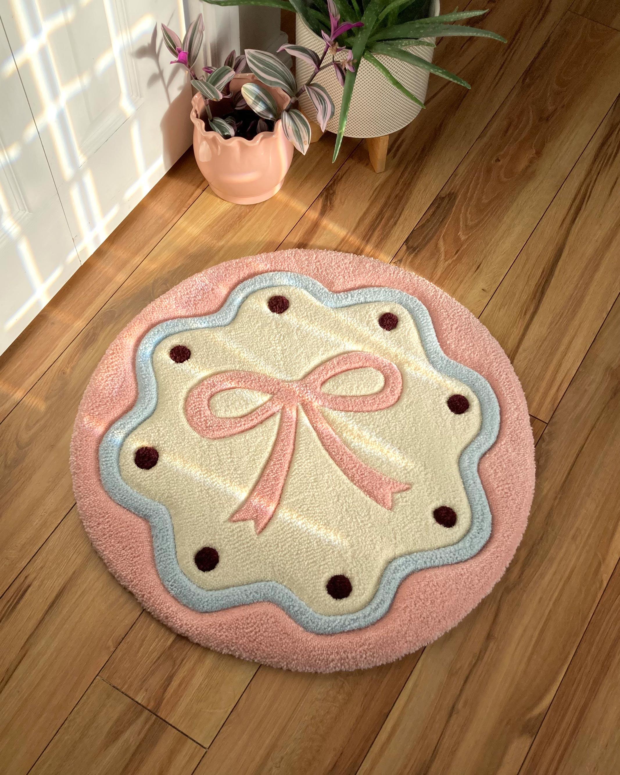 Coquette Rug Pink Bow Round Area Rug, Coquette Decoration, Girl Dorm Room Carpet ...