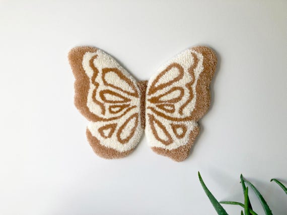 Butterfly coquette nursery wall art, Insect Tapestry, Moth wall rug, Newborn room decoration, Neutral Nurseries decor, Kid's room wall hang