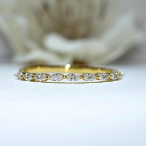 Marquise Moissanite Eternity Wedding Band: 14K Gold Stacking Ring