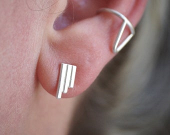 Tapered Bar Earrings - Petite Studs - Sterling Silver