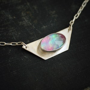 Aurora Opal Pendant Necklace - Sterling Silver