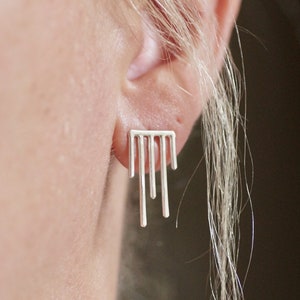 Dripping Silver Earrings - Sterling Studs
