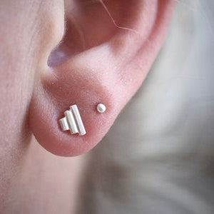 Petite Pyramid Earrings - Triangle Posts - Sterling Silver Studs