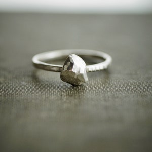 Recycled Silver Ring - Asymmetric - Faceted Sterling Solitaire - Made to Order