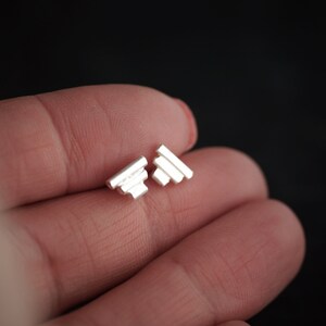 Petite Pyramid Earrings Triangle Posts Sterling Silver Studs image 2