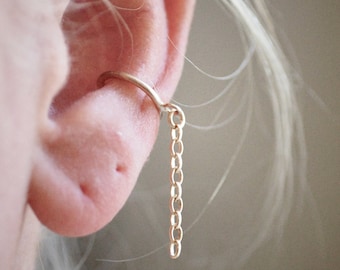 Gold Ear Cuff with Dangling Chain - 14kt Goldfill