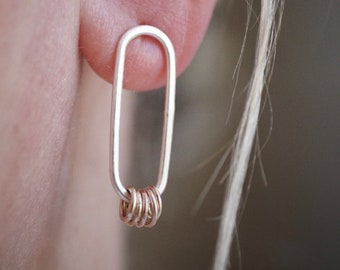 Mixed Metal Paper Clip Earrings - Sterling Silver - 14kt Goldfill