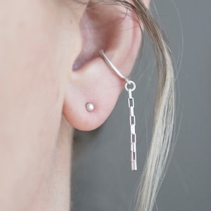 Baumelnde Kette Ohr-Manschette aus Sterling Silber