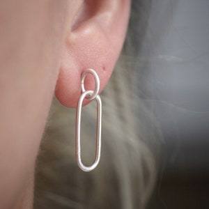 Chain Link Earrings Sterling Silver image 1