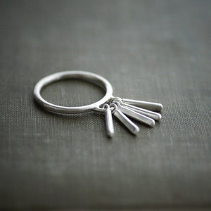 Cluster Dangle Ring - Sterling Silver - Charm Ring