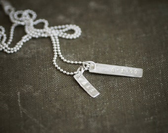 Custom Stamped Tags on Ball Chain Necklace - Sterling Silver