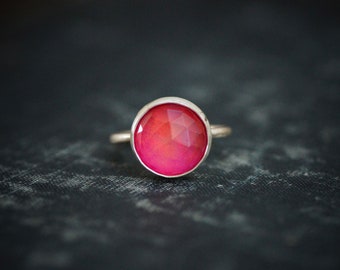 Aurora Opal Ring - Sterling Silver - Size 6.25