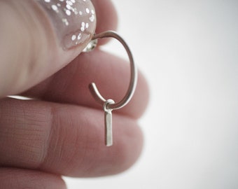 Hoop with Removable Dangling Tag - Sterling Silver