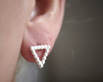 Textured Triangle Earrings - Sterling Silver - Post Earrings