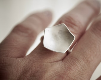 Pentagonal Curved Ring - Sterling Silver - Made to Order