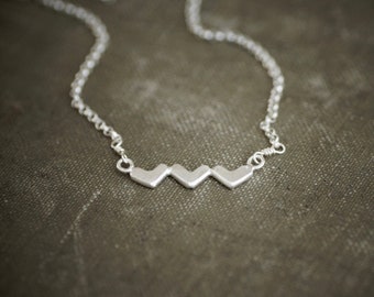 Heart Necklace - Recycled Sterling Silver Chain Necklace - LOVE