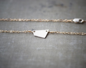 Small Geometric Necklace - Mixed Metals - Sterling and Gold