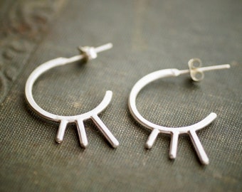 Boucles d’oreilles Sterling Silver Hoop avec accent - Stud Hoops