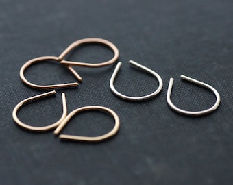 Tiny Upside Down Teardrop Hoop Earrings - Choose from 14kt Gold Fill, 14kt Rose Gold Fill, or Sterling Silver