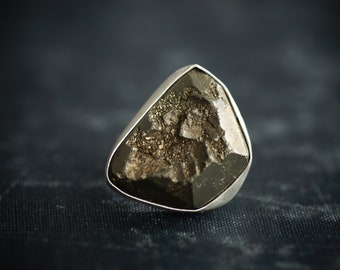 Chunky Pyrite Ring - Sterling Silver - Size 5