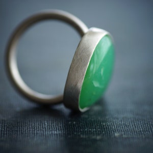 Chrysoprase Ring - Statement Ring - Sterling Silver - Size 6.75 image 5