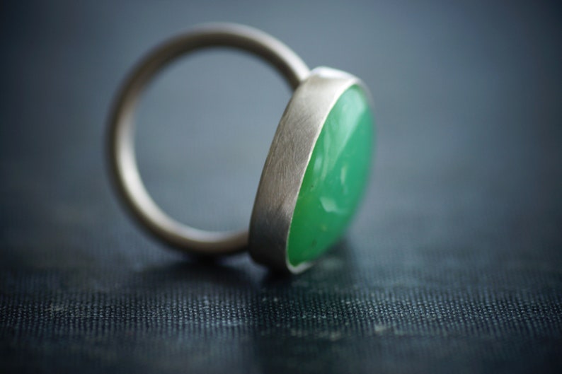 Chrysoprase Ring - Statement Ring - Sterling Silver - Size 6.75 image 5