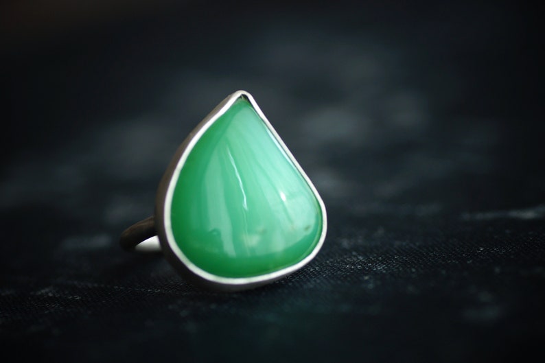 Chrysoprase Ring - Statement Ring - Sterling Silver - Size 6.75 image 2