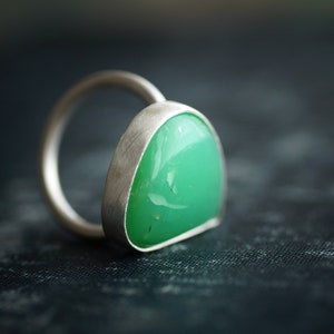 Chrysoprase Ring - Statement Ring - Sterling Silver - Size 6.75 image 6