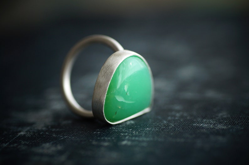 Chrysoprase Ring - Statement Ring - Sterling Silver - Size 6.75 image 6