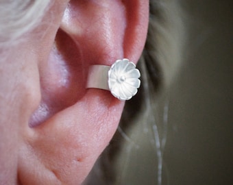 Flower Ear Cuff - Sterling Silver - no piercing needed