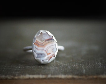 Crazy Lace Agate Ring - Sterling Silver - Size 7 - Statement Ring - Gemstone Ring