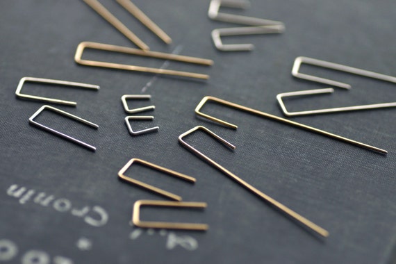 ◇HYERES LOR◇ Noaille Silver (W) Goutte Bar Earrings HL3E19 Bar Hook Earrings - Sterling Silver and 14kt Gold Fill