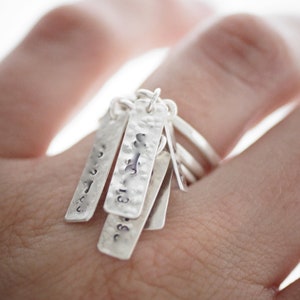 Dangling Charm Ring Sterling Silver Personalized Stamped Tags image 6