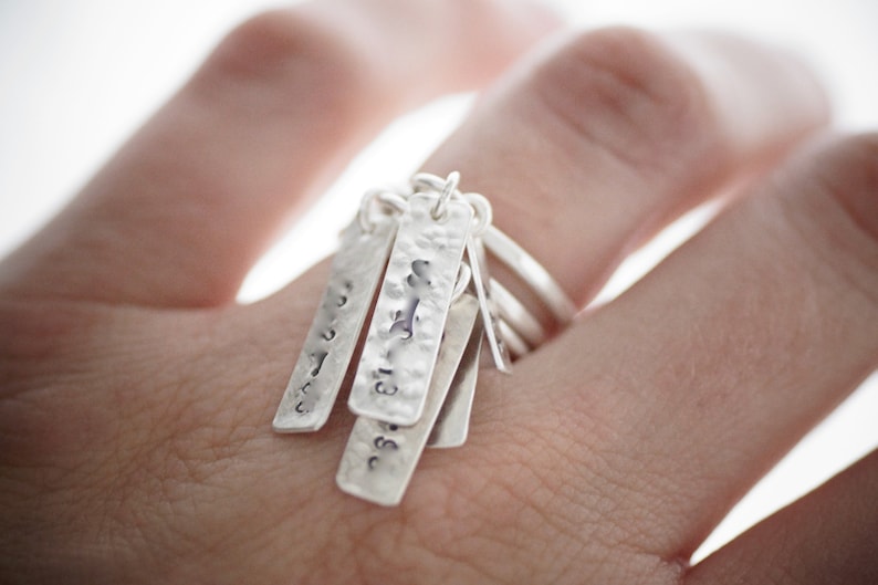 Dangling Charm Ring Sterling Silver Personalized Stamped Tags image 6
