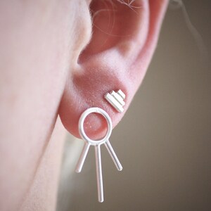 Petite Pyramid Earrings Triangle Posts Sterling Silver Studs image 6